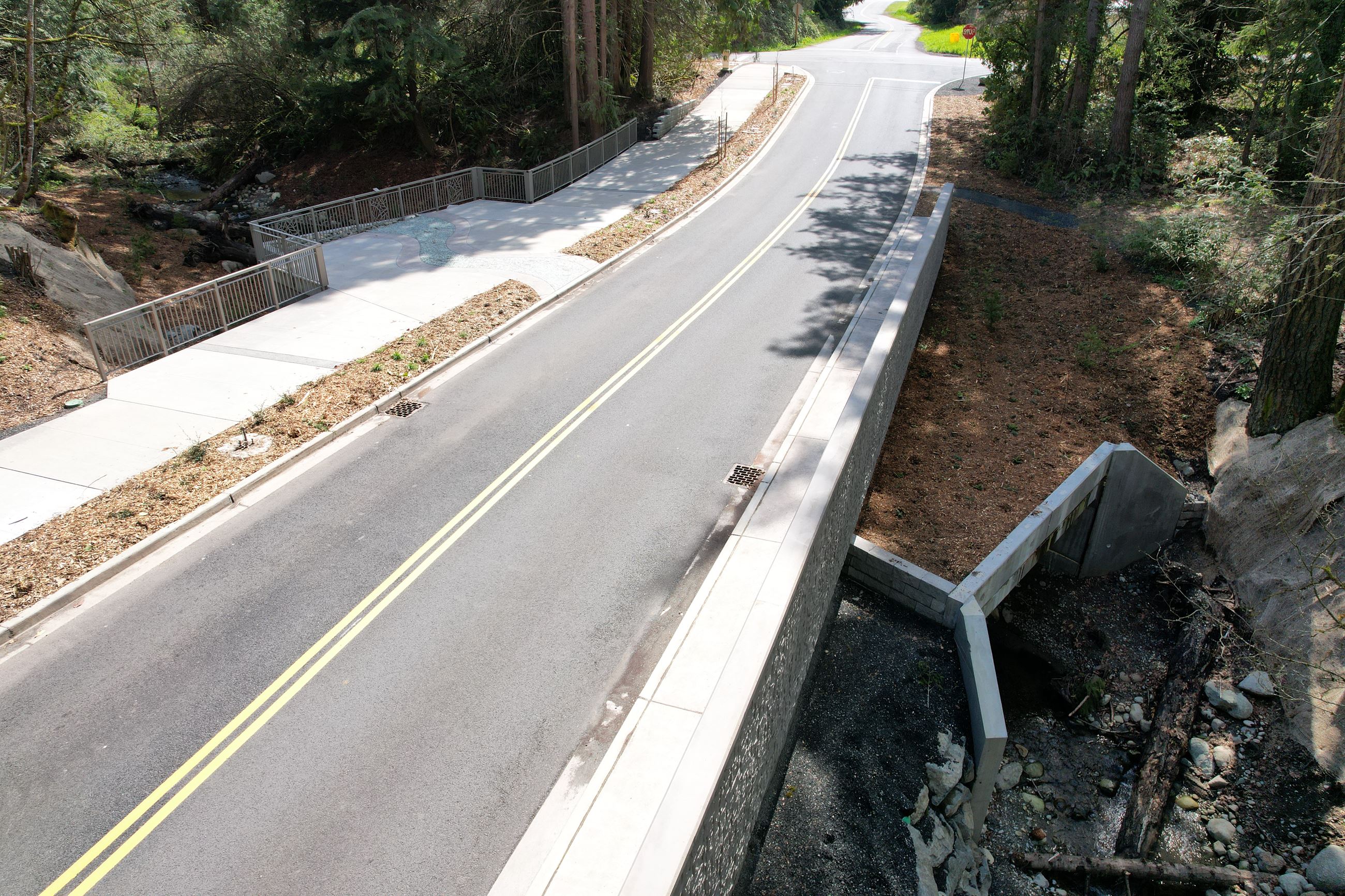 aerial of completed culvert work on 3rd Ave